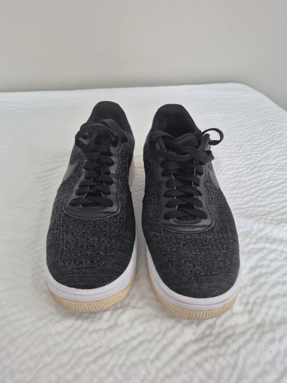 Women's Nike Air Force 1 Flyknit Shoe Black Anthracite White Size 9